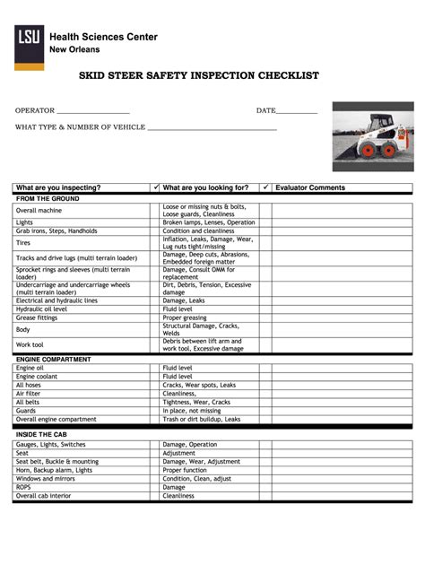 bobcat skid steer maintenance checklist|caterpillar skid steer inspection checklist.